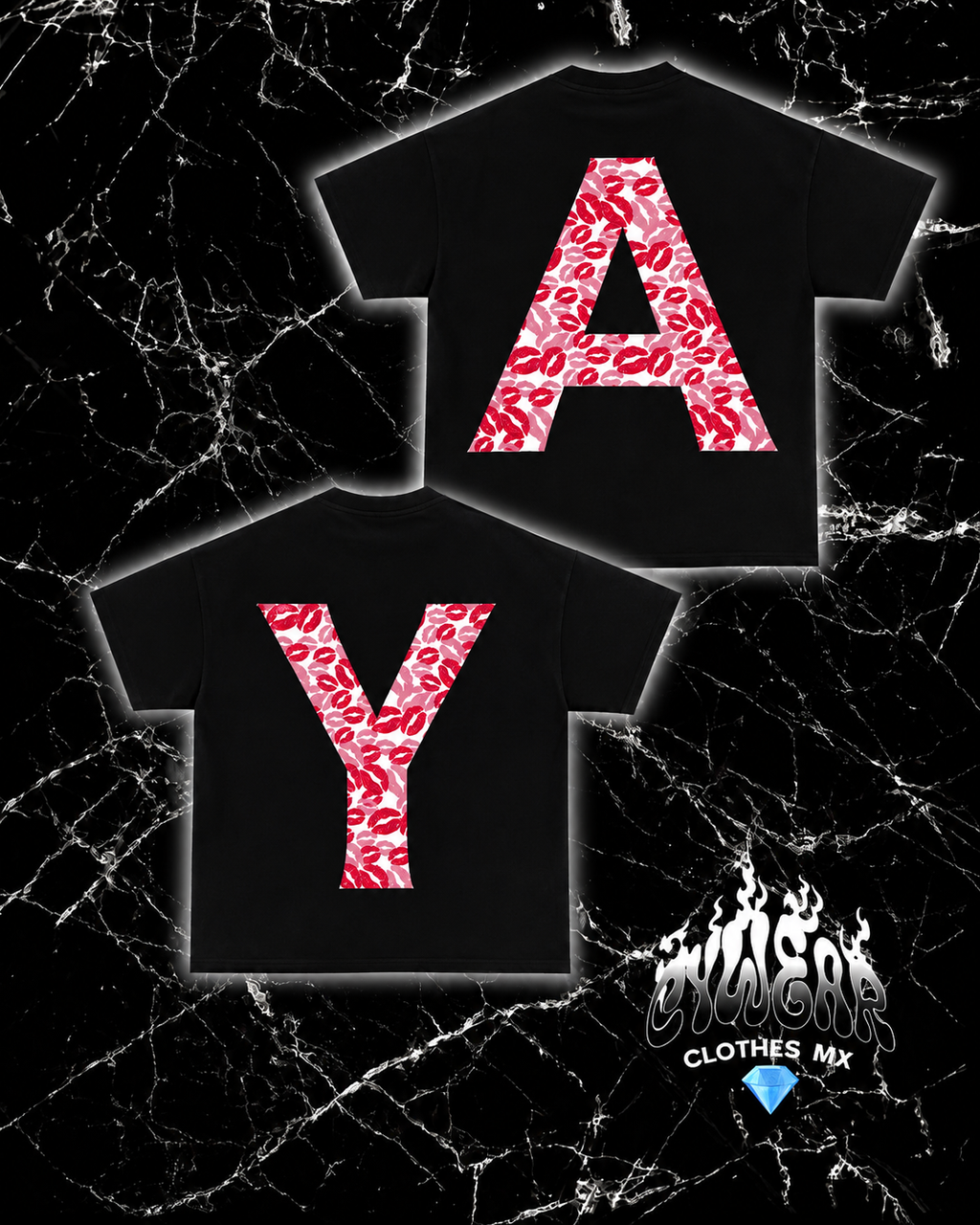 💋 Playeras Dúo Personalizadas con Iniciales – Tu Historia, Tu Letra ✨💕