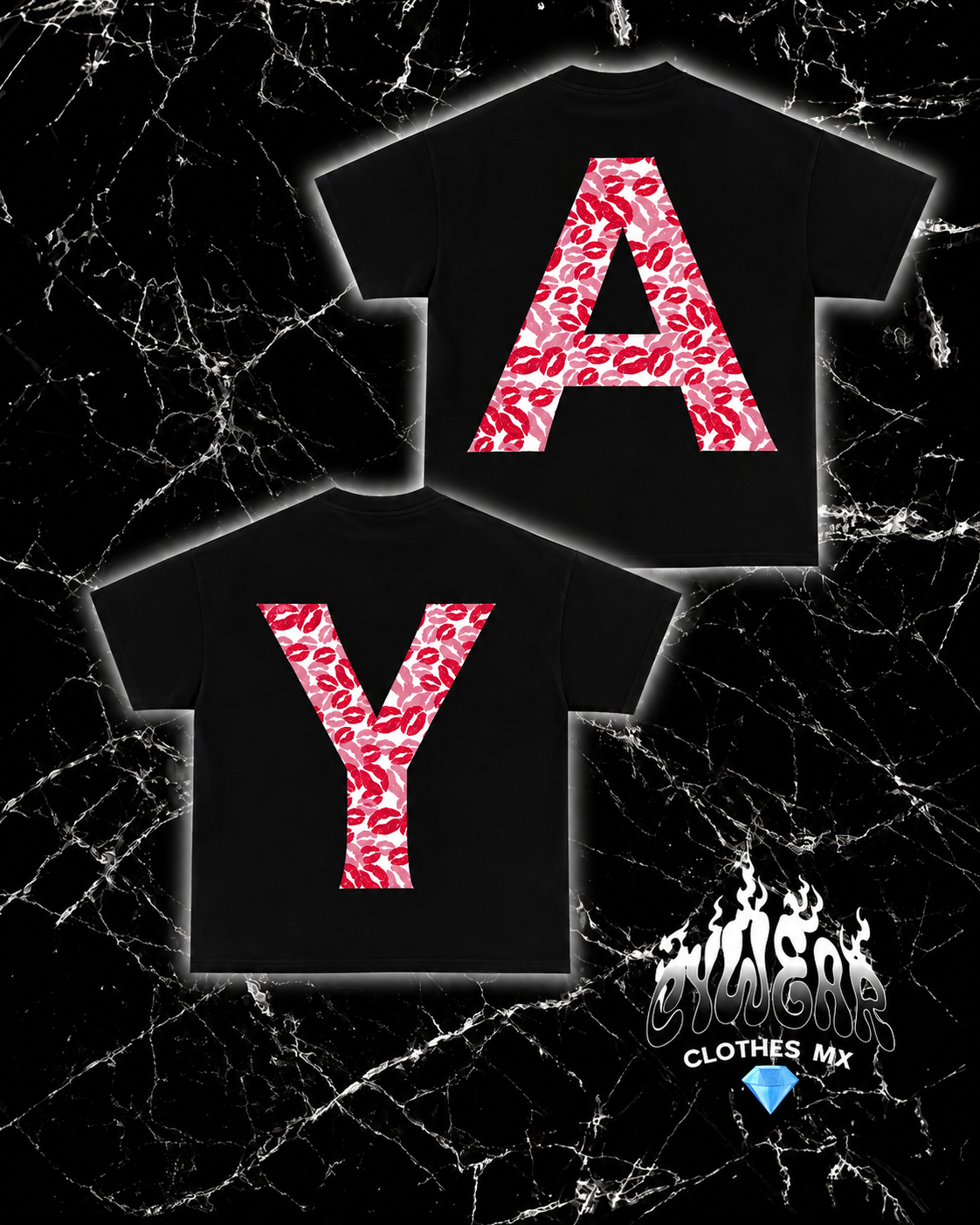 💋 Playeras Dúo Personalizadas con Iniciales – Tu Historia, Tu Letra ✨💕