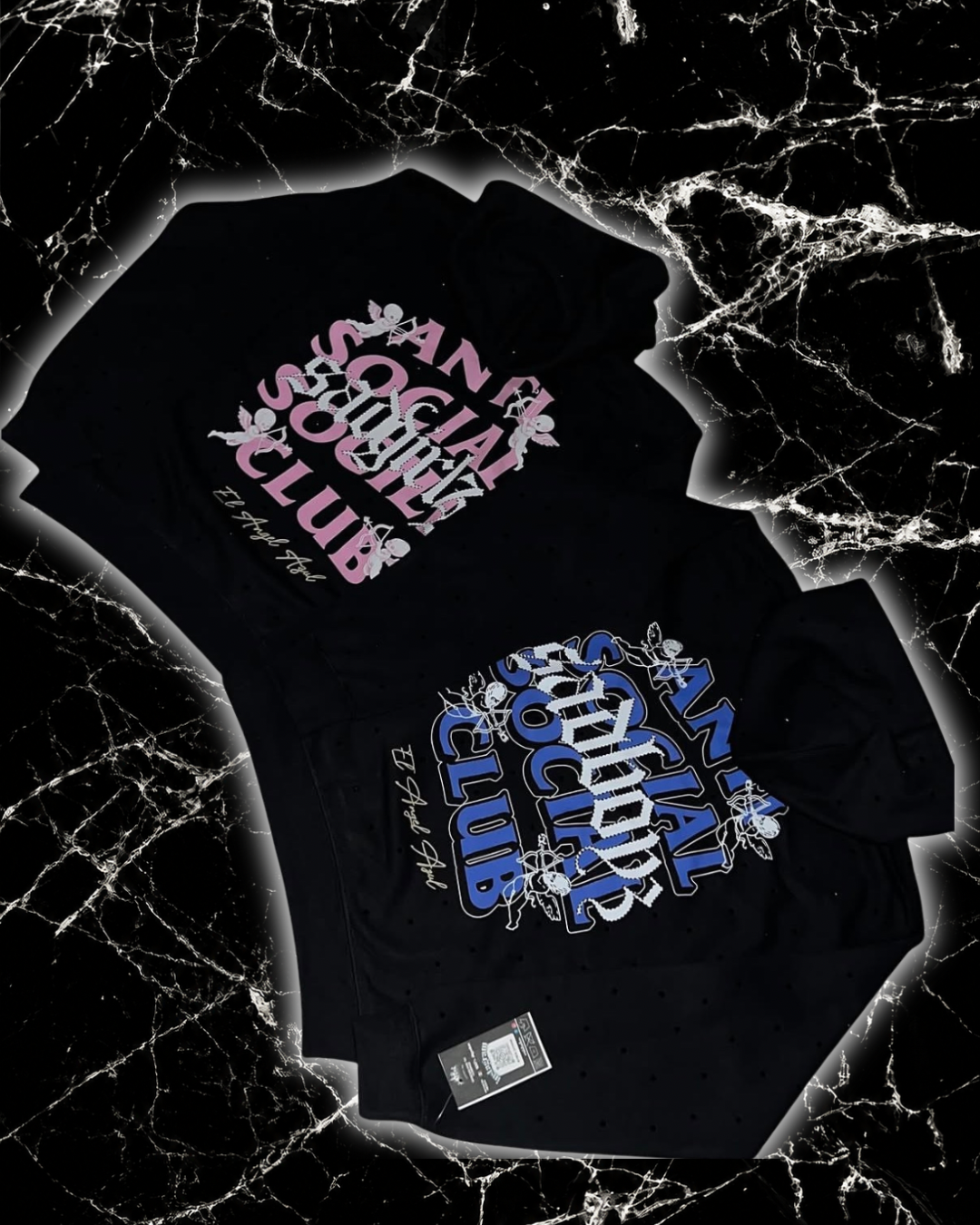 Sudadera Junior H "EL ÁNGEL AZUL" Full Pedrería x ASSC 🪽💎