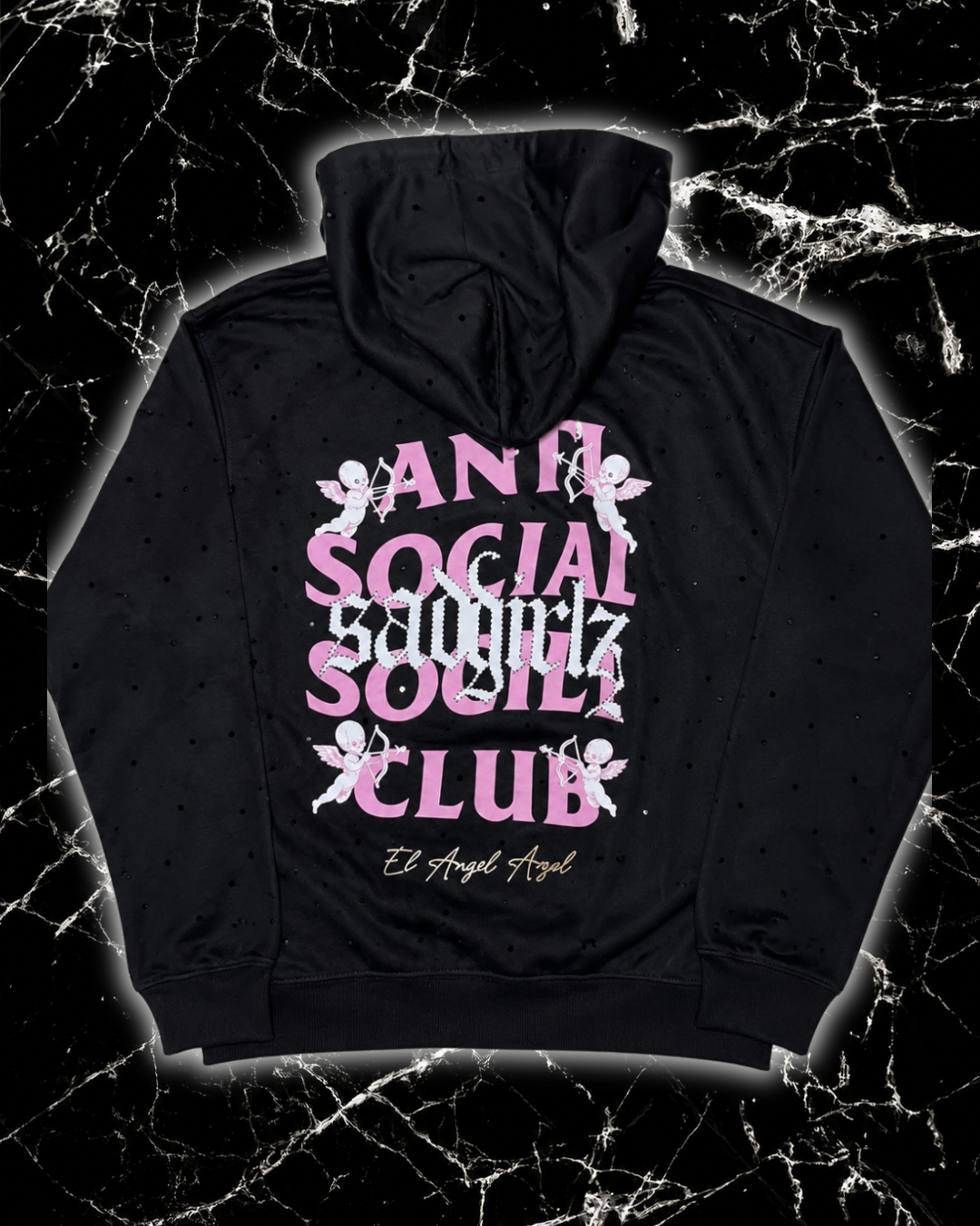 Sudadera Junior H "EL ÁNGEL AZUL" Full Pedrería x ASSC 🪽💎
