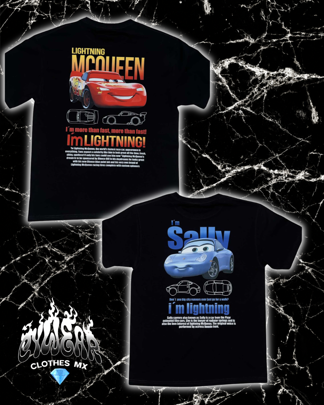 ❤️💙 Playeras Dúo Rayo McQueen & Sally – Acelera Junto a tu Persona Favorita 🚗✨