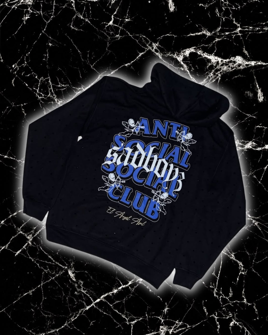 Sudadera Junior H "EL ÁNGEL AZUL" Full Pedrería x ASSC 🪽💎