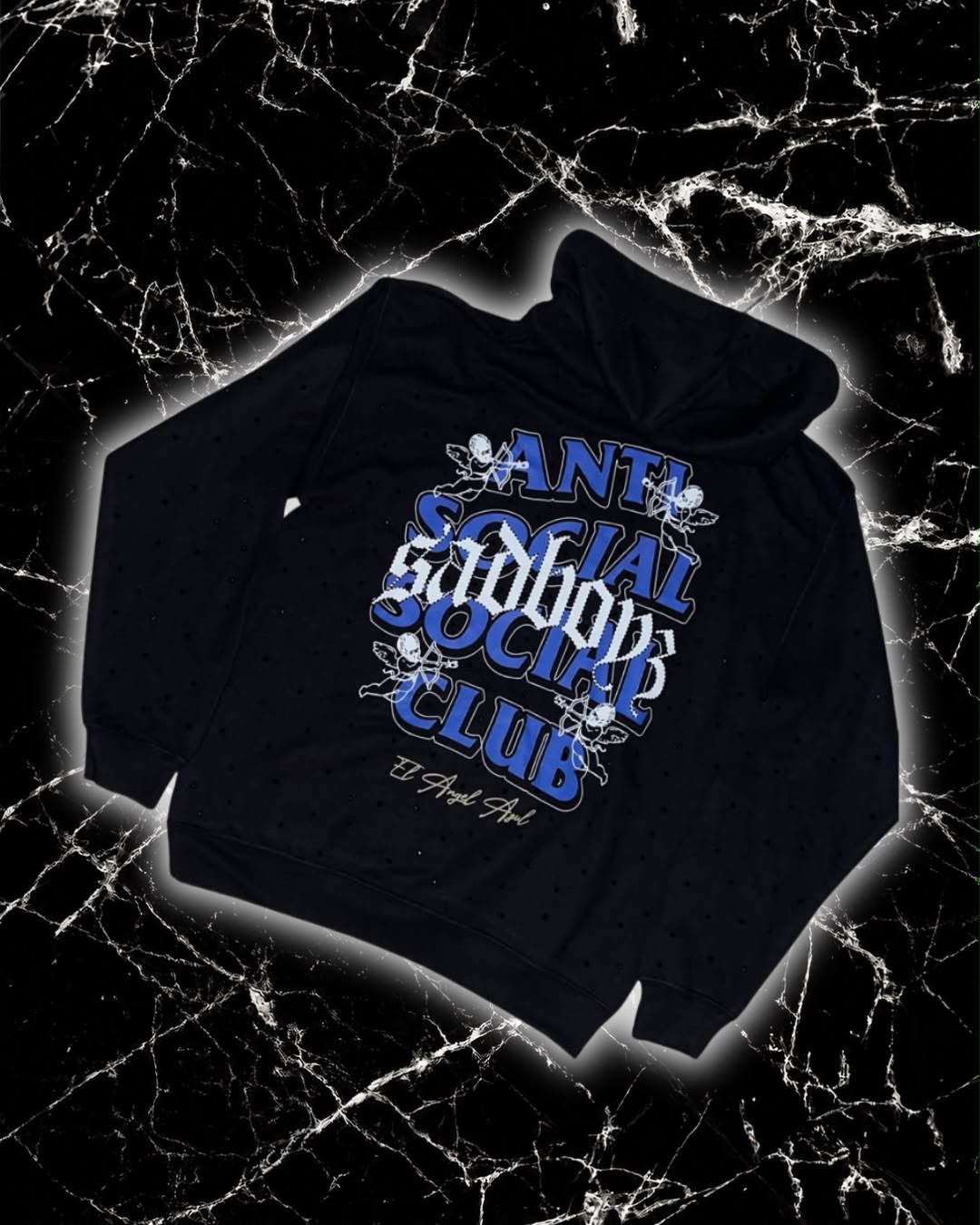 Sudadera Junior H "EL ÁNGEL AZUL" Full Pedrería x ASSC 🪽💎