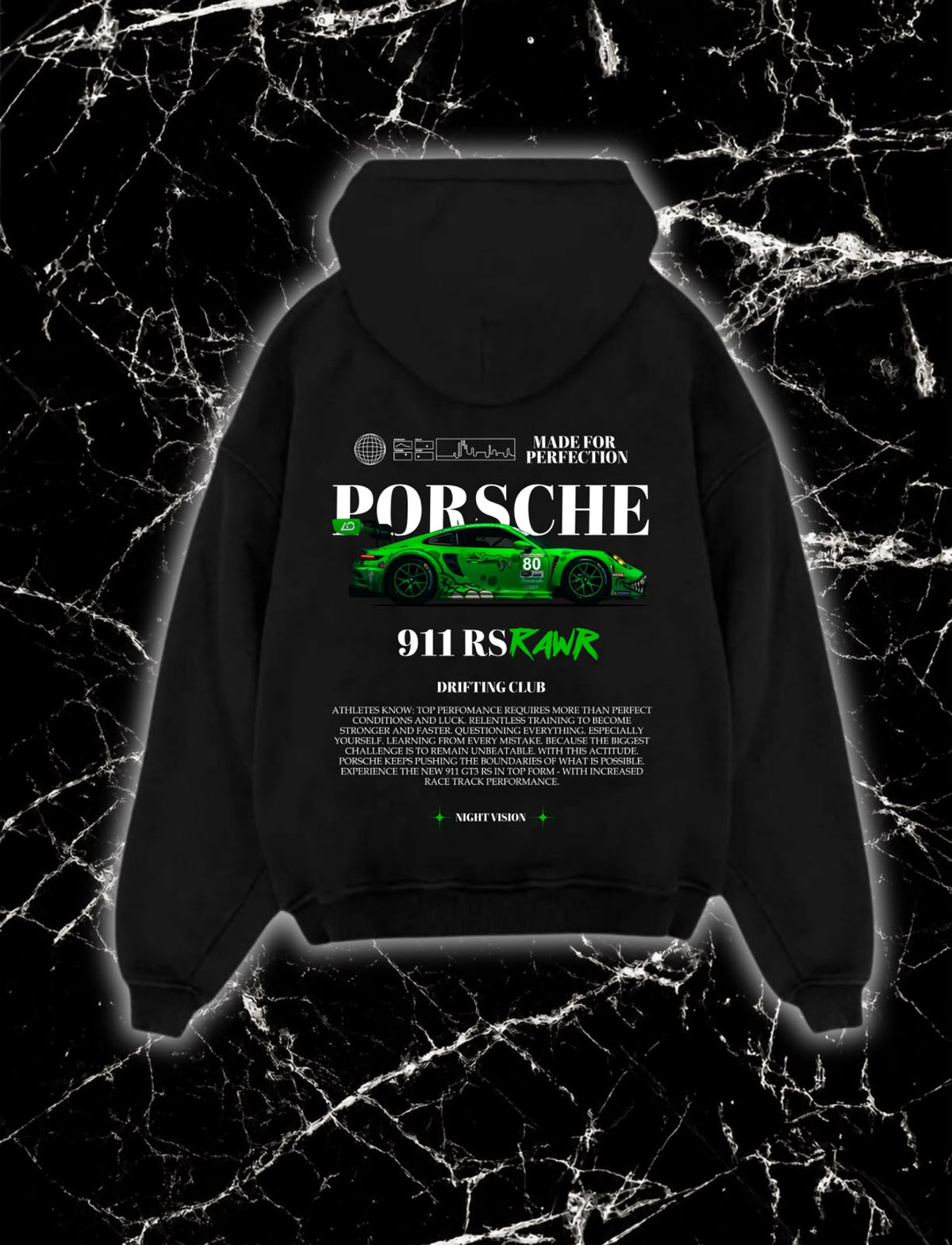 Playera y Sudadera Porsche 911 RS – Drifting Club 🏎️💚