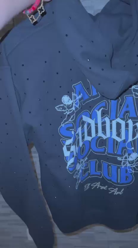 Sudadera Junior H "EL ÁNGEL AZUL" Full Pedrería x ASSC 🪽💎
